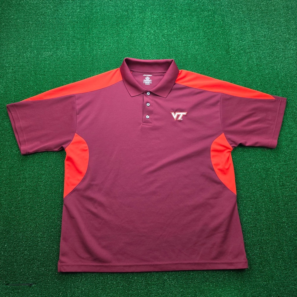 Virginia Tech Hokies Pro Edge Performance Polo Shirt Mens XL Maroon NCAA Golf